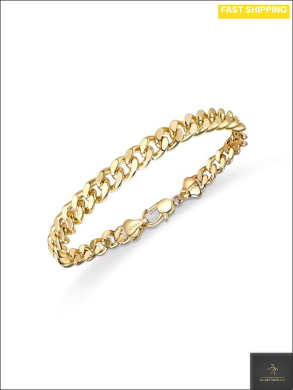 6mm Cuban Link Chain Bracelet 14K Gold Plated Hypoallergenic for Men Women